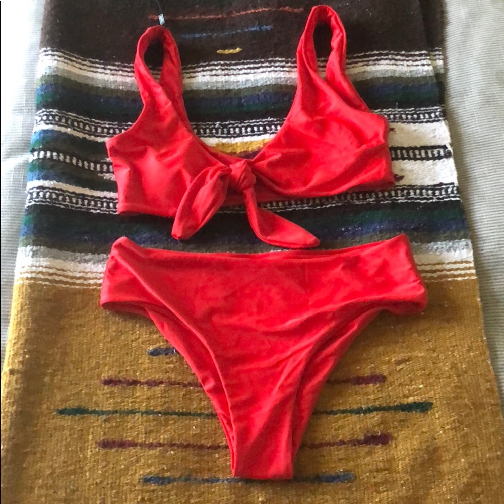 Red swim suit